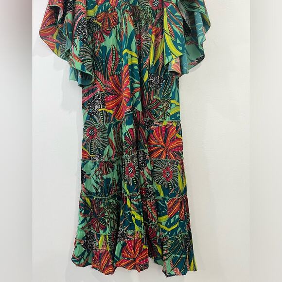 NEW Anthropologie Boemo Tropical Maxi Dress M Resort Vacation Glam - Picture 10 of 11
